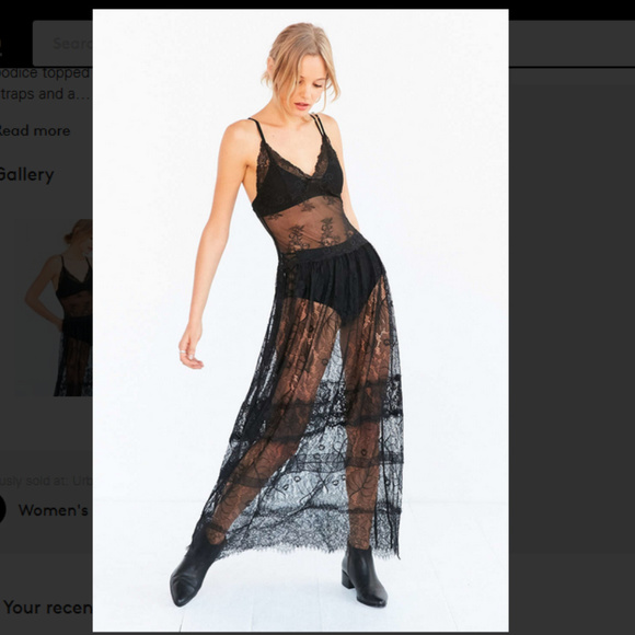 NWOT Kimchi Blue black lace maxi slip dress - Picture 3 of 7